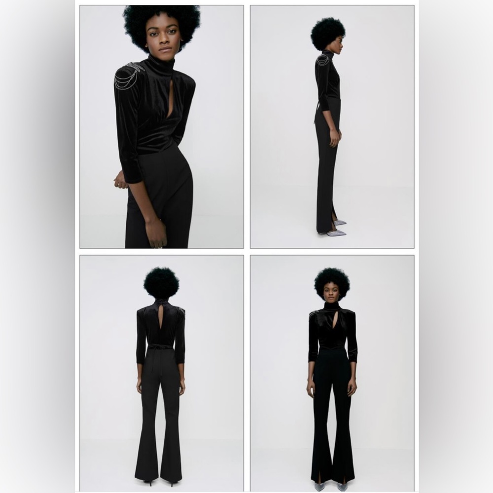 Zara Beaded velvet bodysuit.